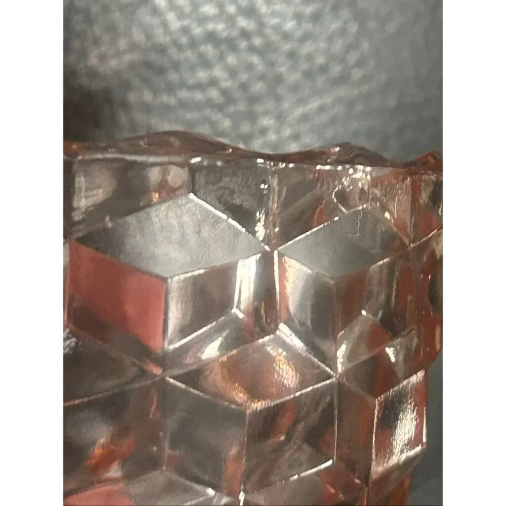 Vintage Jeannette Pink Depression Glass Cube/Cubist Sugar and Creamer Set (5708)